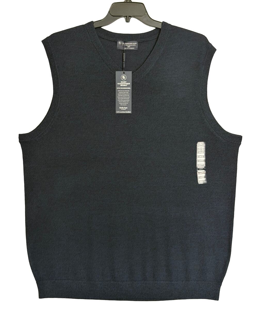 Hart Schaffner Marx Sweater Vest Men's 2XT Big & Tall Wool Navy Heather NWT